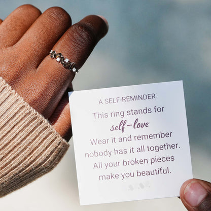 Self Love Broken Pieces Black Band Ring