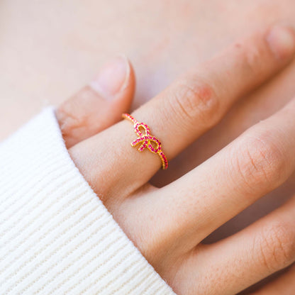 I Am Still Enough Pink Pavé Bow Ring