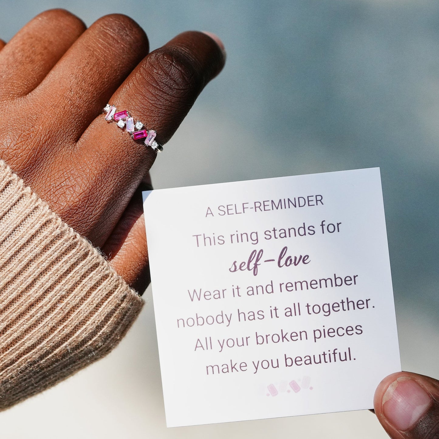 Self Love Broken Pieces Pink Band Ring