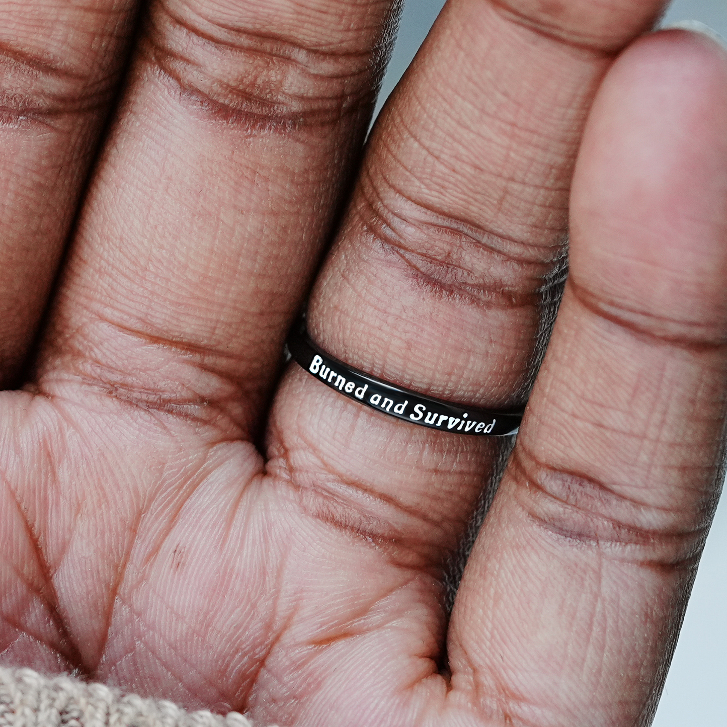 Burned and Survived Black Rose Self-Love Ring