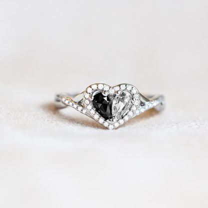 Self Reminder Black & Clear Heart Ring