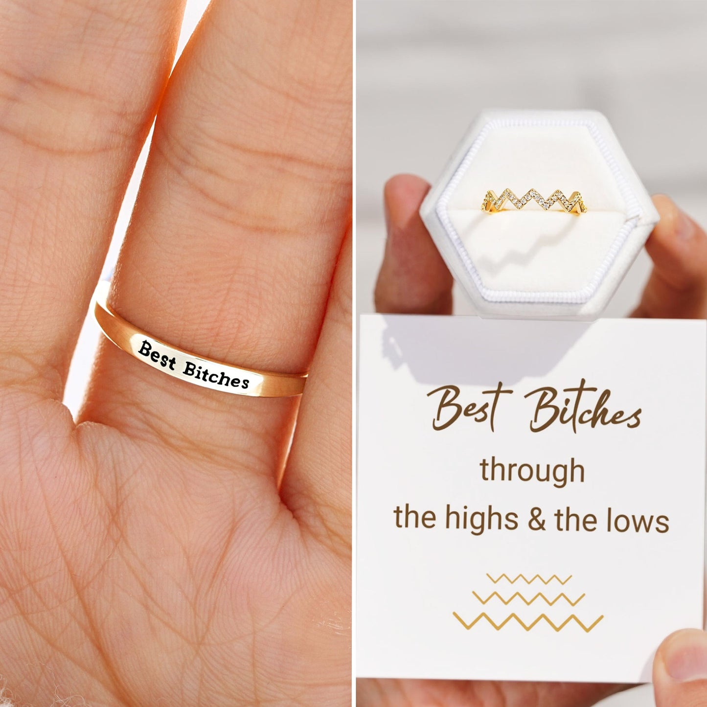 Best Bi♥︎ches Highs And Lows Ring