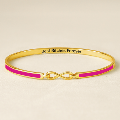 Best Bitches Forever Infinity Enamel Bangle Bracelet