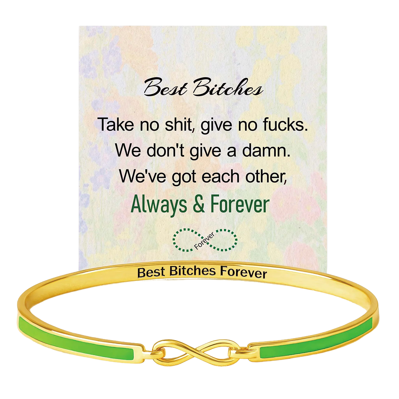 Best Bitches Forever Infinity Enamel Bangle Bracelet
