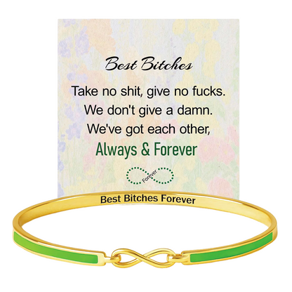Best Bitches Forever Infinity Enamel Bangle Bracelet
