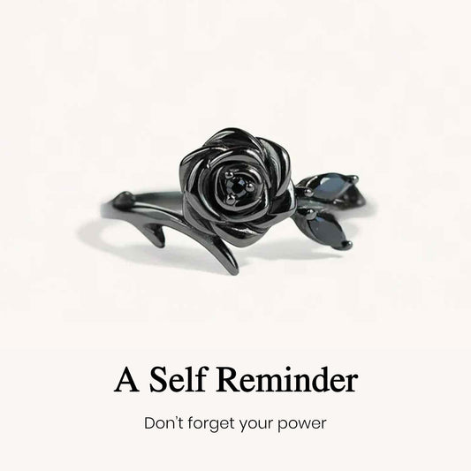 Burned and Survived Black Rose Self-Love Ring