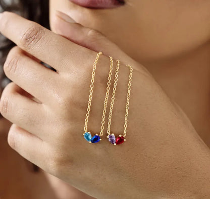 Custom Heart Birthstone Necklace