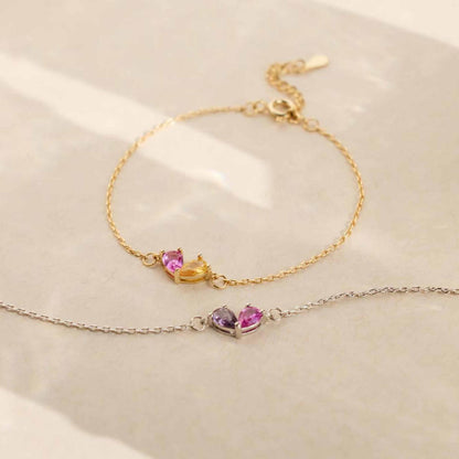 Custom Heart Birthstone Bracelet