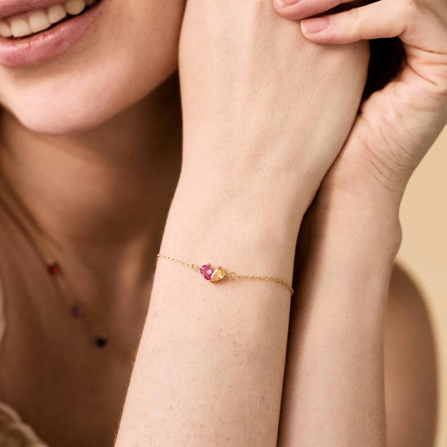 Custom Heart Birthstone Bracelet