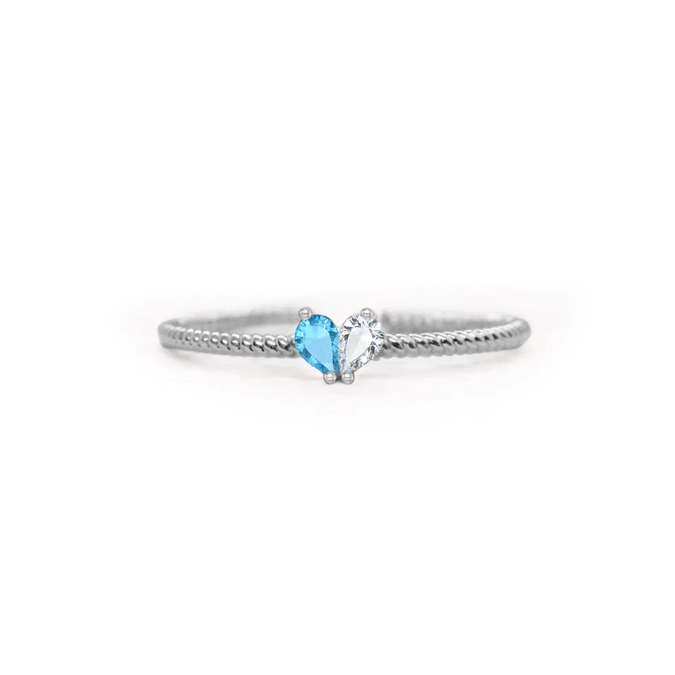 Custom Tiny Heart Birthstone Adjustable Ring