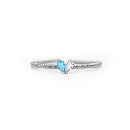 Custom Tiny Heart Birthstone Adjustable Ring