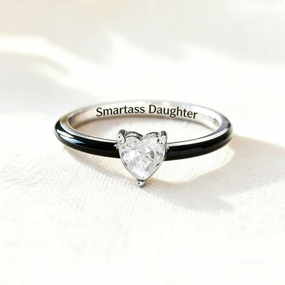 Like Mother Like Daughter Matching Black Enamel Heart Rings