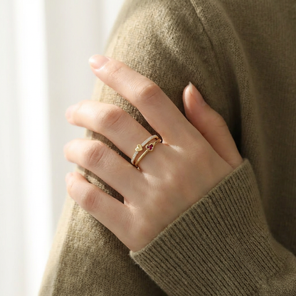 Mother & Daughter Conneted Heart Ring