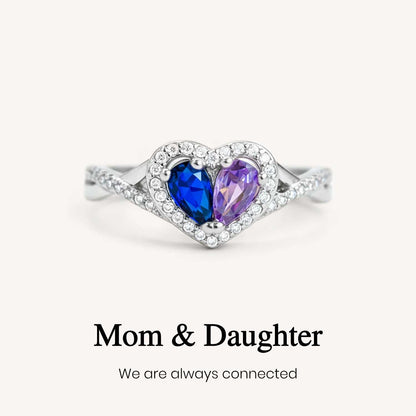 Custom Bright Color Heart Birthstone Ring