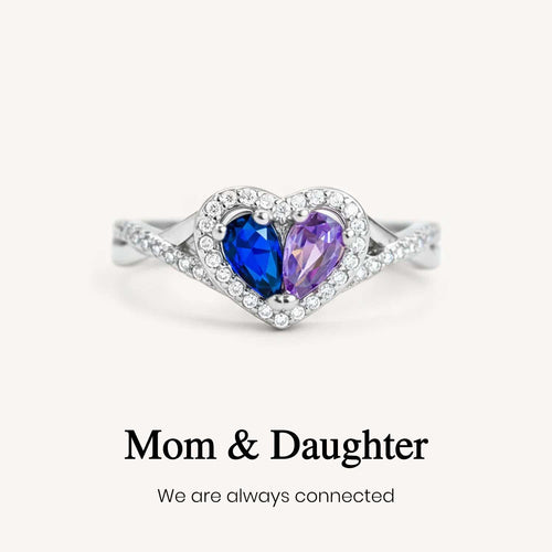 Custom Bright Color Heart Birthstone Ring