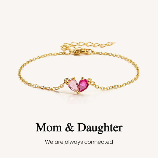 Custom Heart Birthstone Bracelet