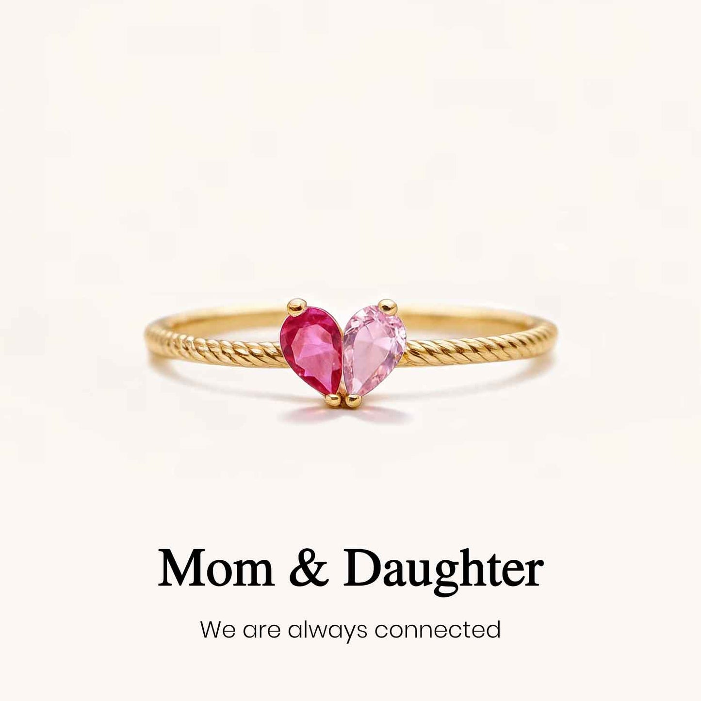Custom Tiny Heart Birthstone Adjustable Ring