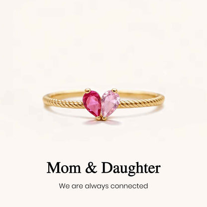 Custom Tiny Heart Birthstone Adjustable Ring
