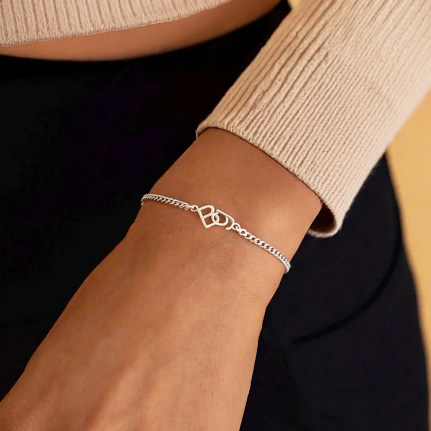 Custom Two Initial Interlocking Bracelet