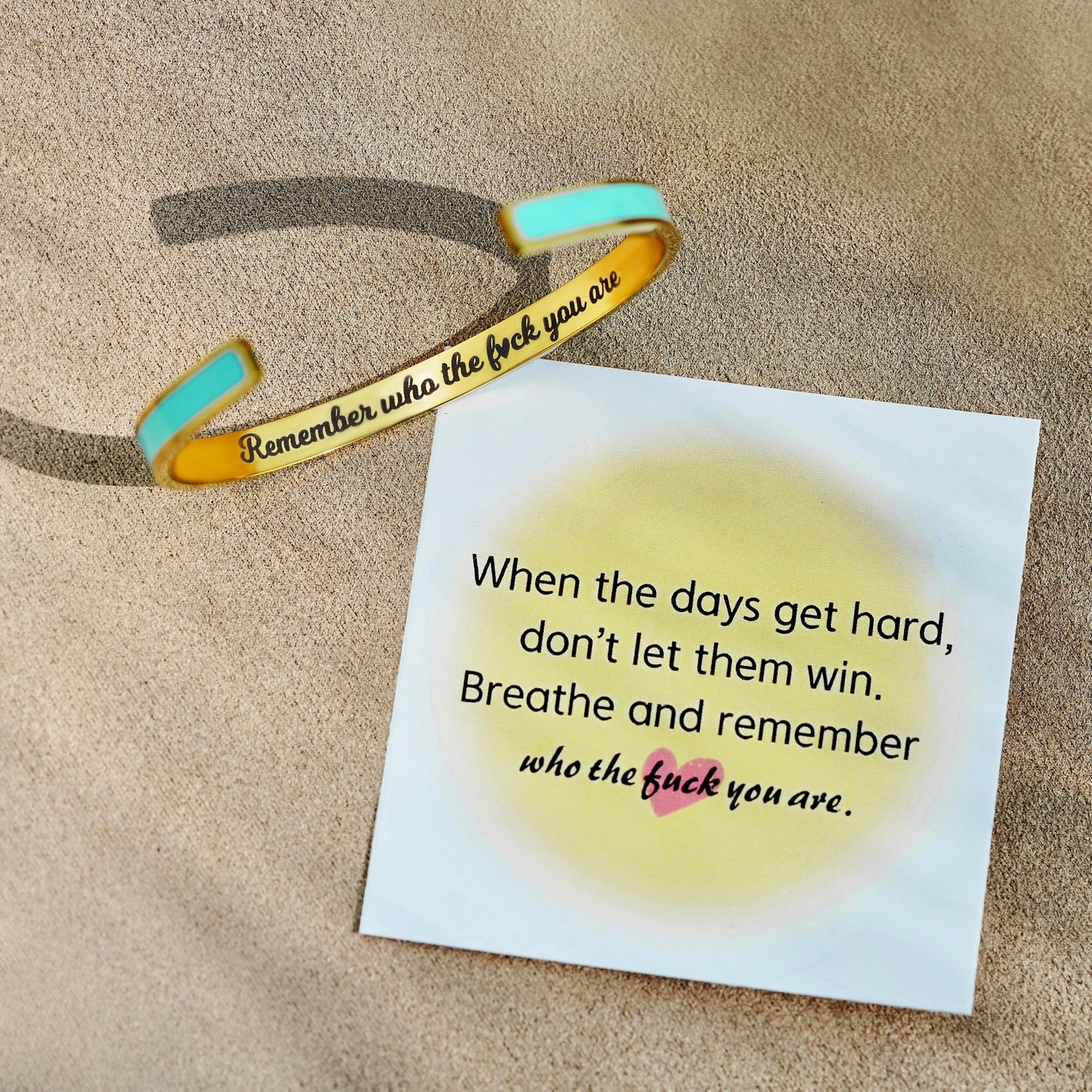 Remember Who the Fuck You're Motivational Color Cuff Bangle Bracelet