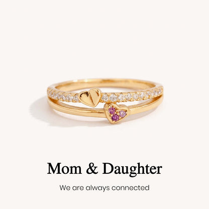 Mother & Daughter Conneted Heart Ring