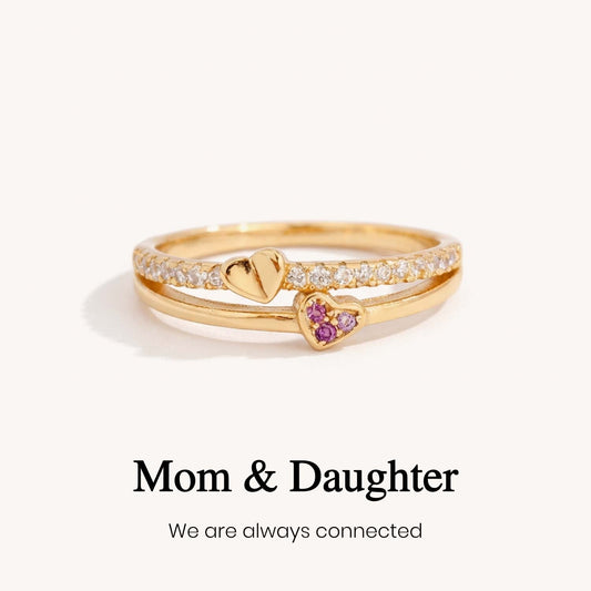 Mother & Daughter Conneted Heart Ring