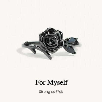 Strong As Fuck Black Rose Self-Love Ring