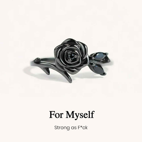 Strong As Fuck Black Rose Self-Love Ring