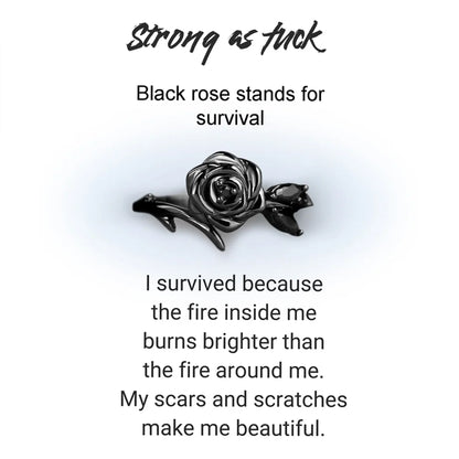 Strong As Fuck Black Rose Self-Love Ring