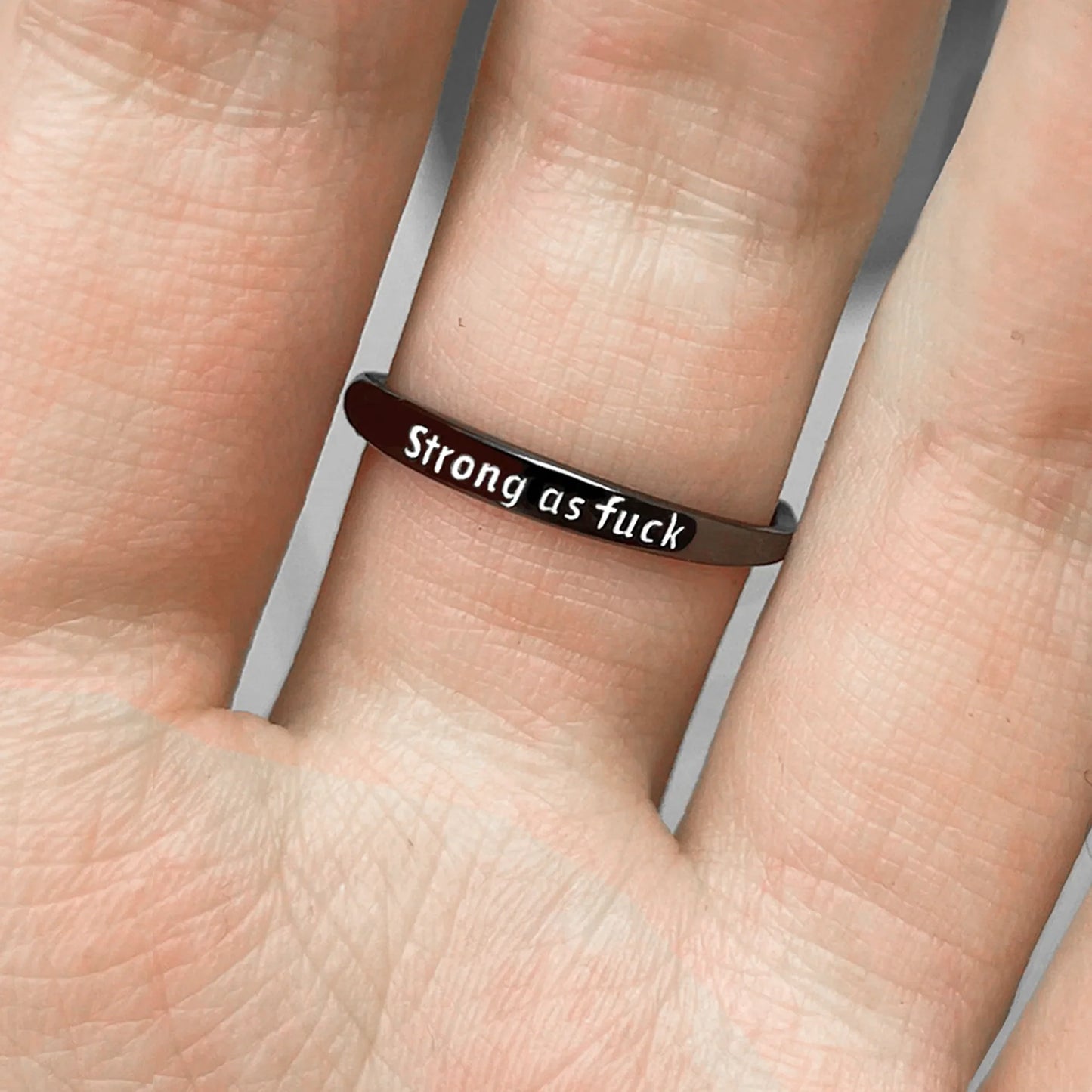 Strong As Fuck Black Rose Self-Love Ring