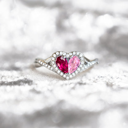 Custom Bright Color Heart Birthstone Ring