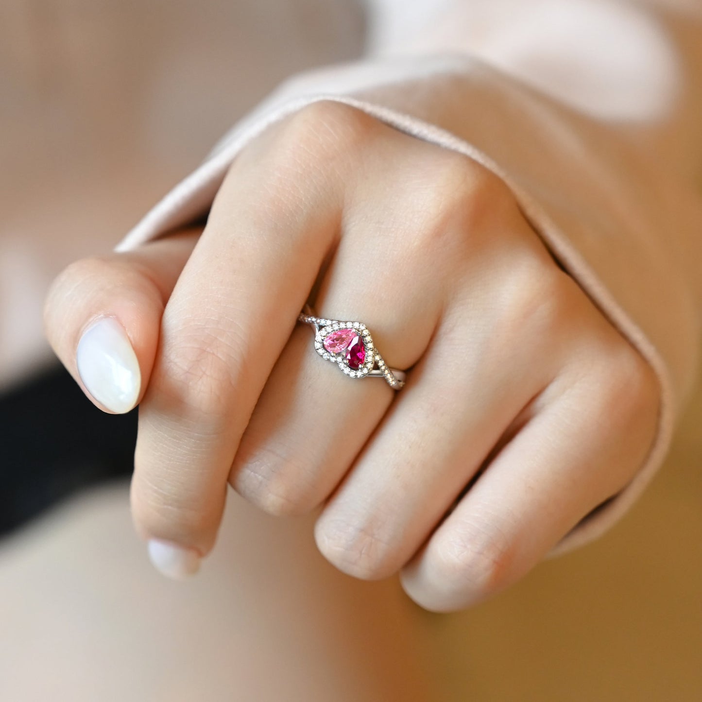 Custom Bright Color Heart Birthstone Ring