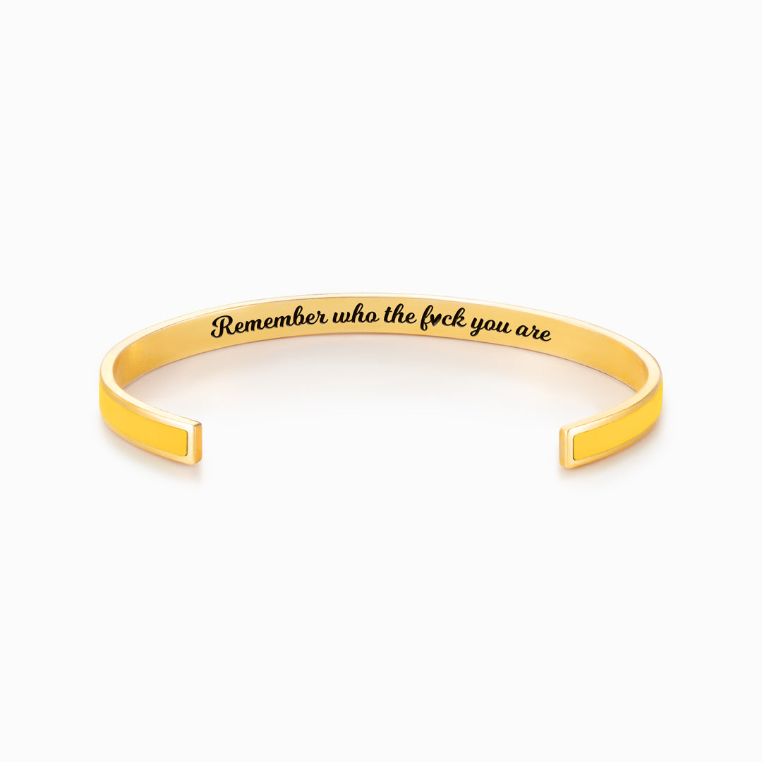 Remember Who the Fuck You're Motivational Color Cuff Bangle Bracelet